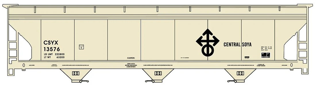 Central Soya 3-Bay ACF Covered Hopper #13576