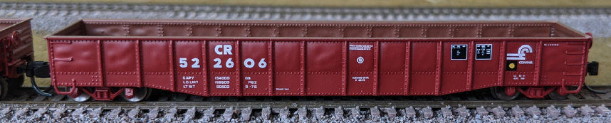 Conrail heavily dented 52'6" 15-panel mill gondola #522606