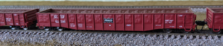 Frisco boxcar red medium dented 52'6" 15-panel mill gondola #61770