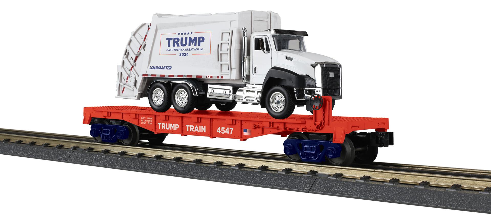 Donald J. Trump flatcar with garbage truck