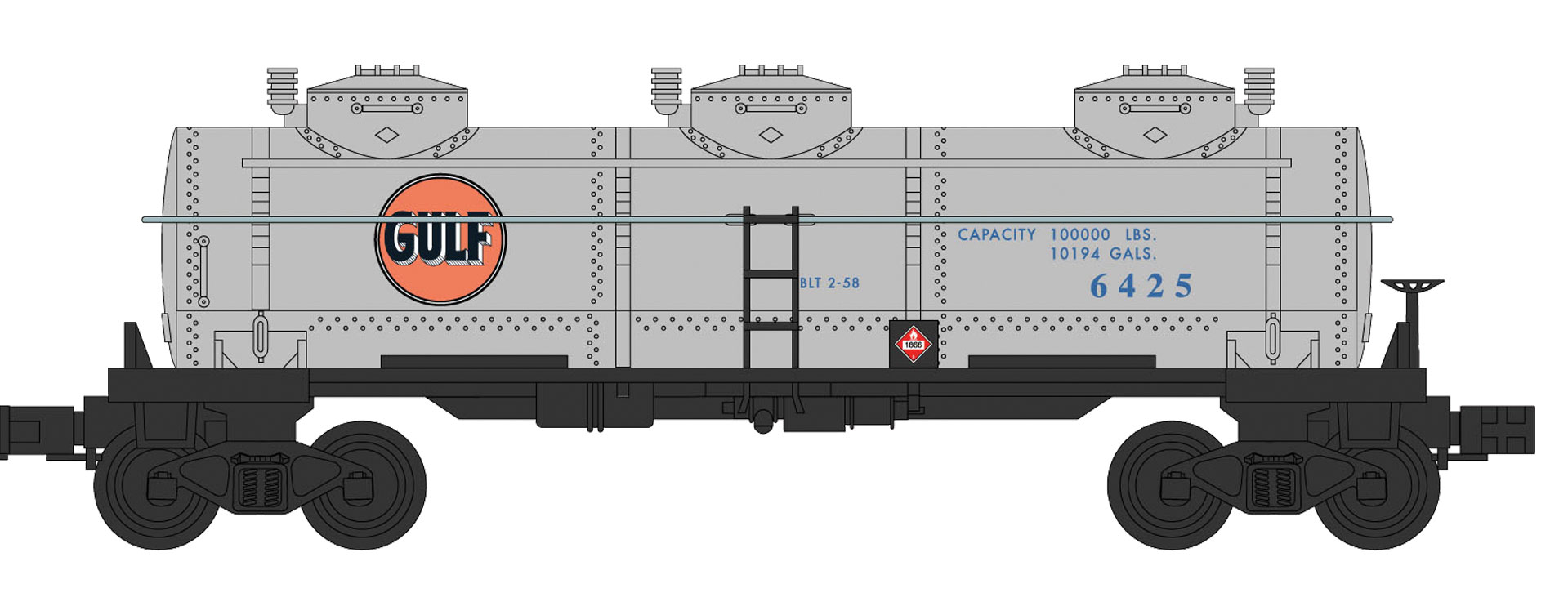 Gulf 3-dome tank car from set