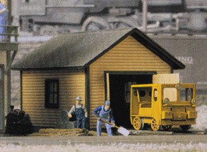 Speeder Shed, Speeder & Four Track Bumpers assembled