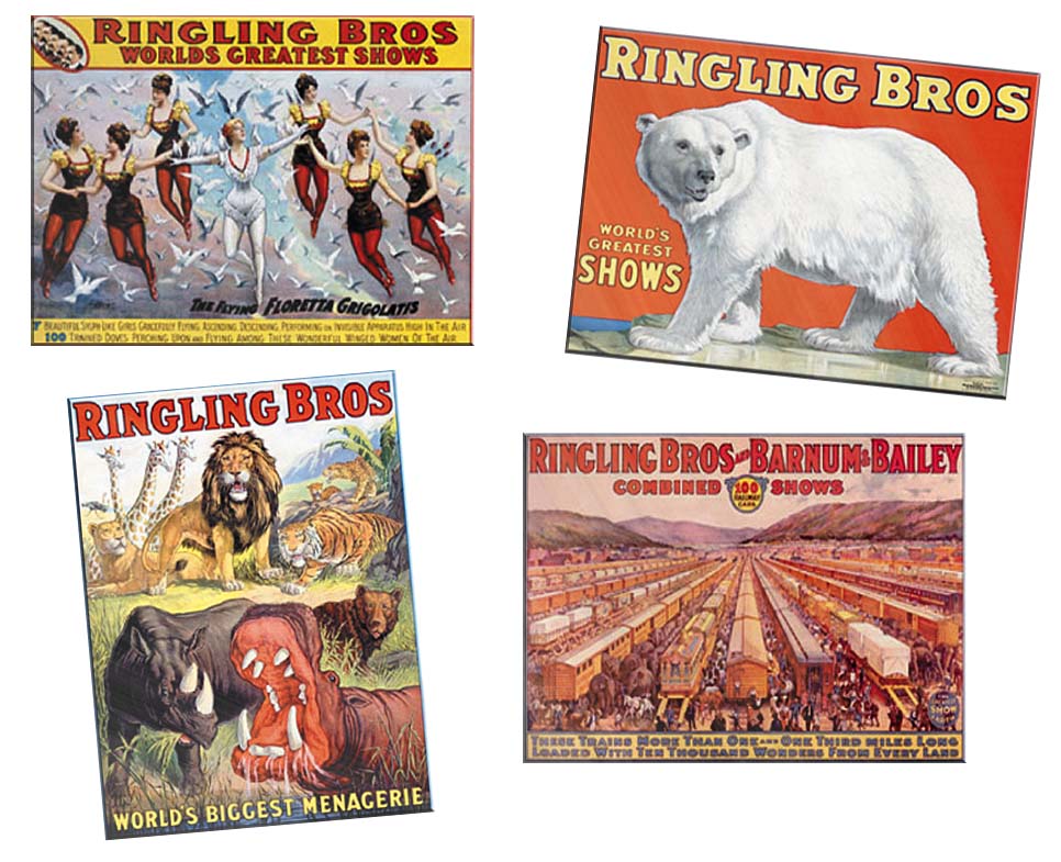 Ringling Bros. tin sign replica 4-pack