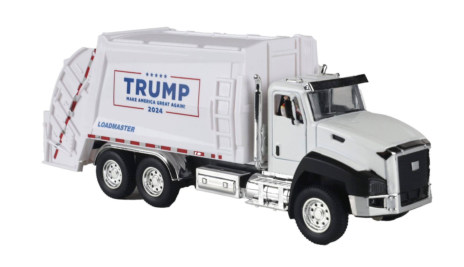 Donald J. Trump flatcar with garbage truck