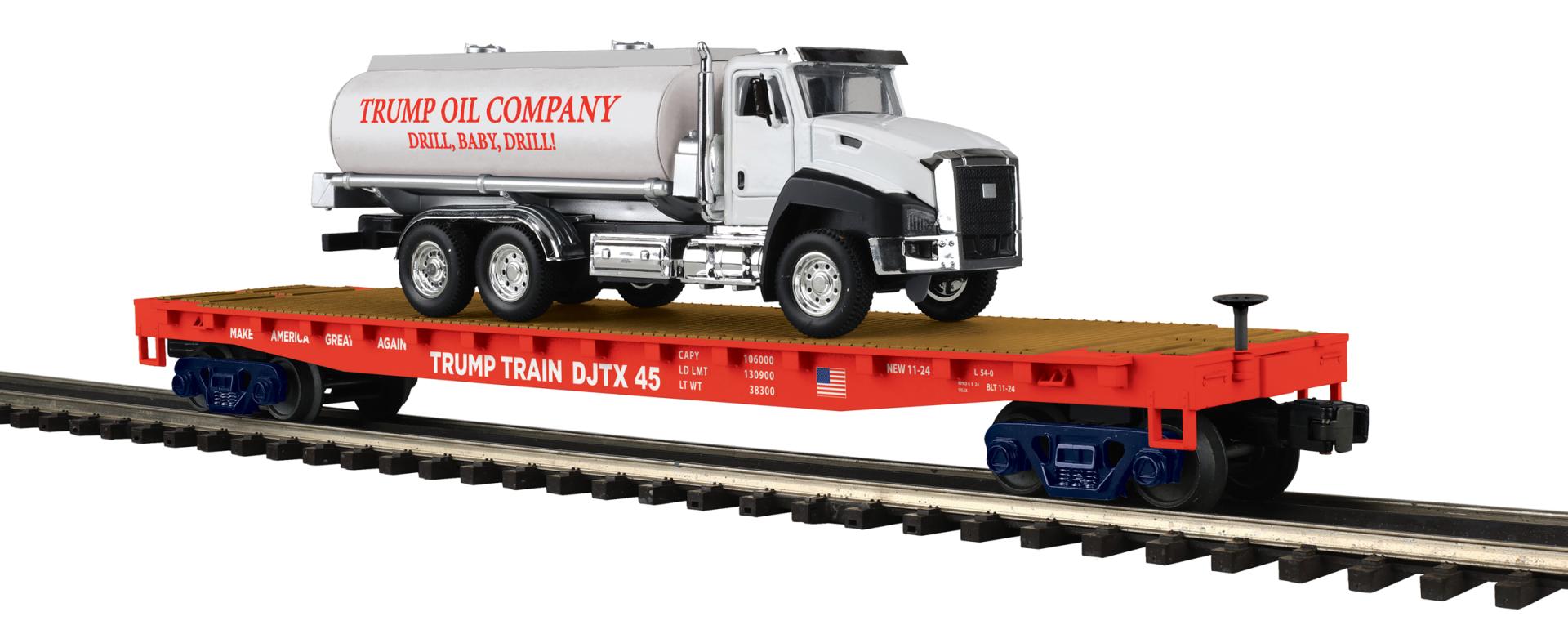 Donald J. Trump flatcar with tanker truck