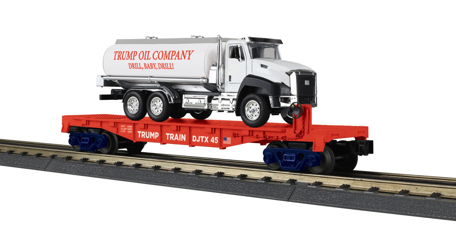 Donald J. Trump flatcar with tanker truck