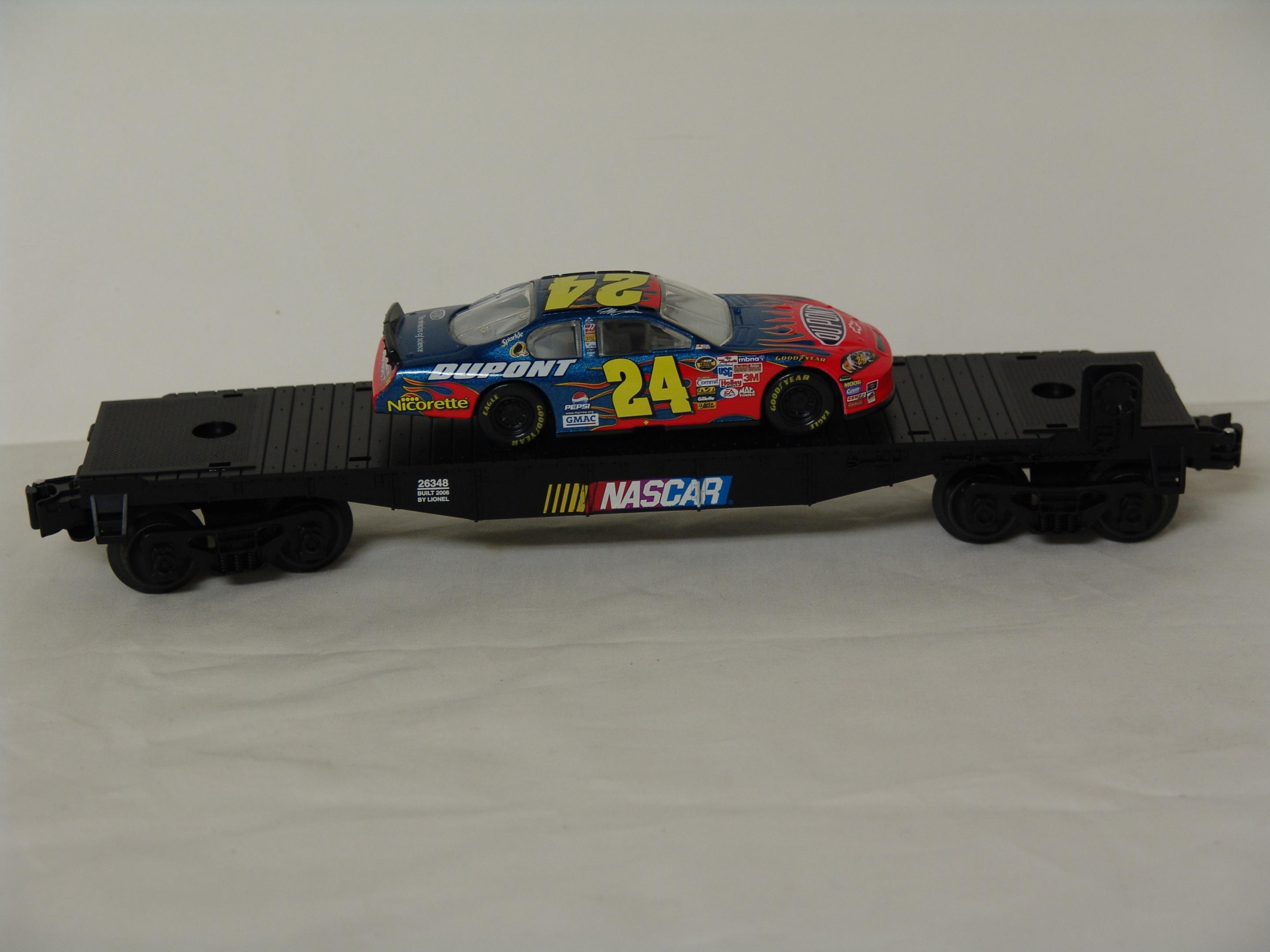 Jeff Gordon flatcar with stock car (used)