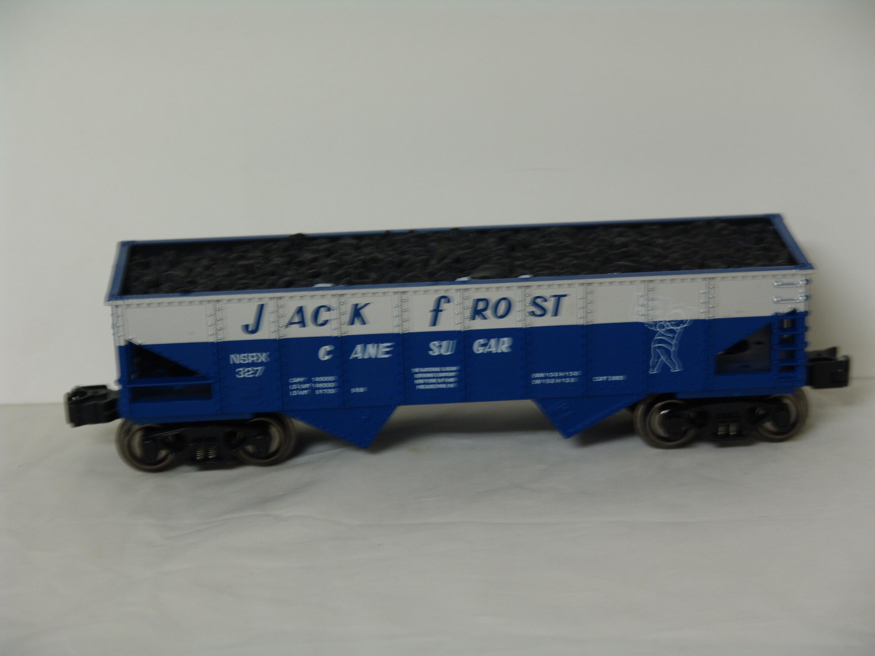 Jack Frost Cane Sugar open top ribbed hopper with coal load (used)