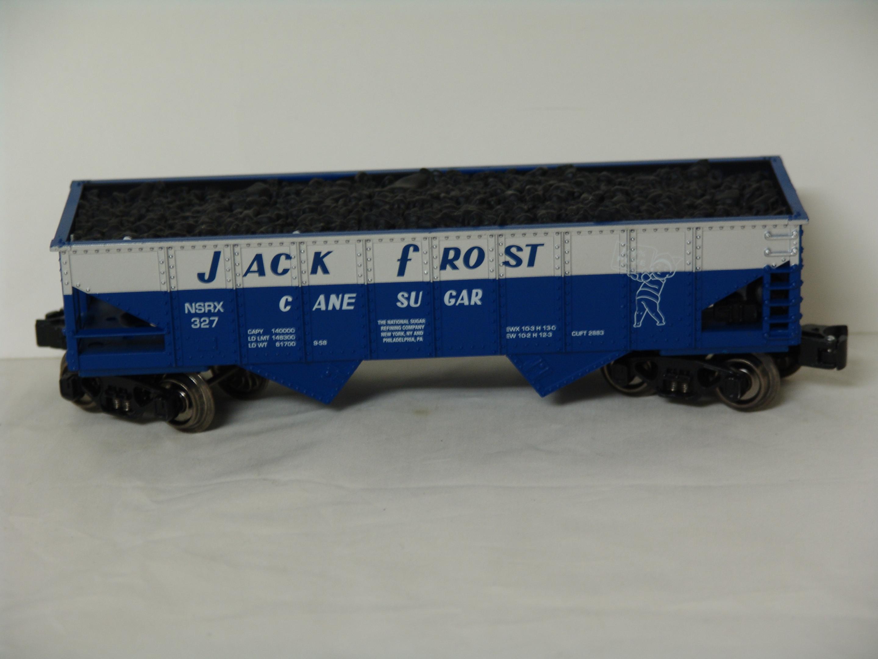 Jack Frost Cane Sugar open top ribbed hopper with coal load (used)
