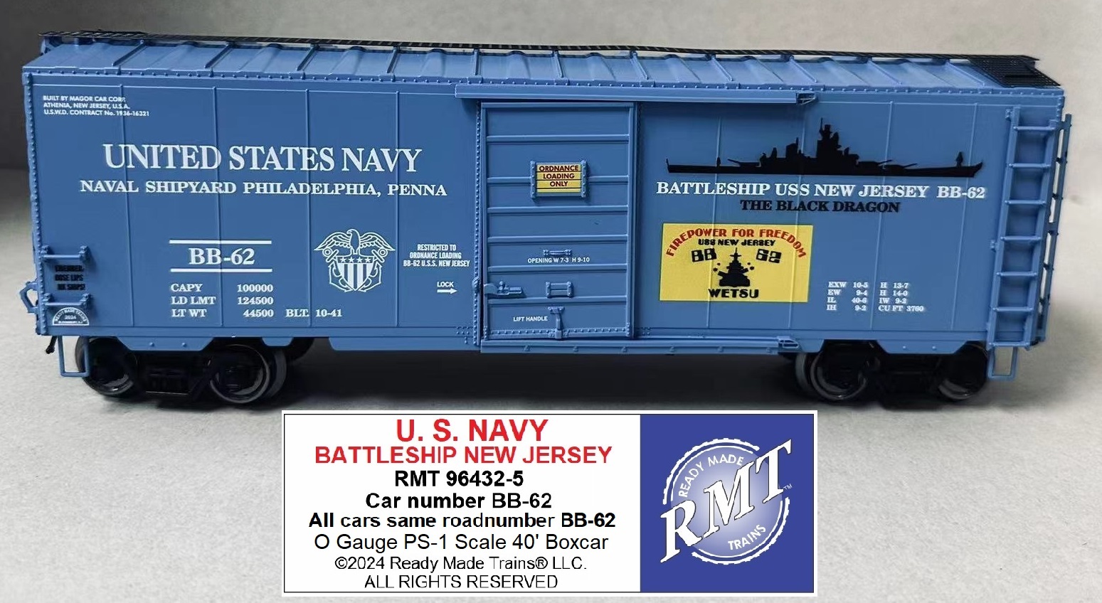 United States Navy Battleship USS New Jersey BB-62 40' PS-1 boxcar