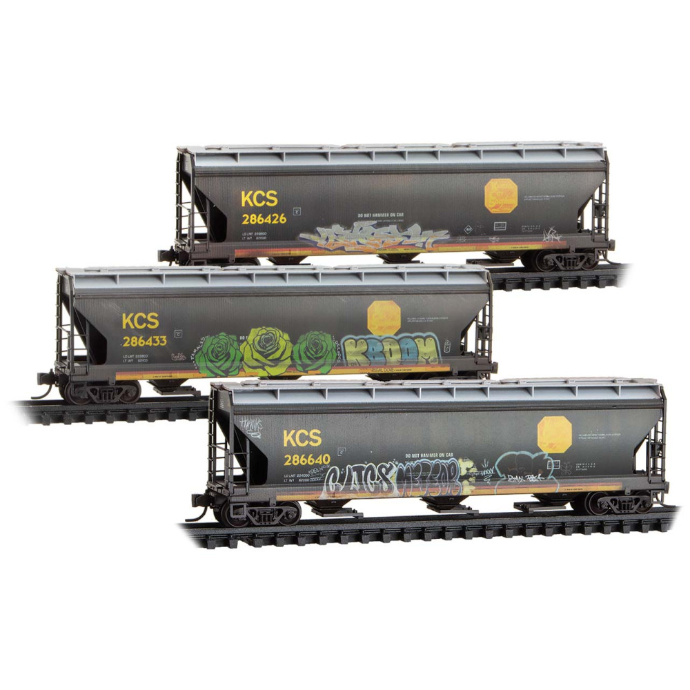 Kansas City Southern weathered covered hopper 3-pack