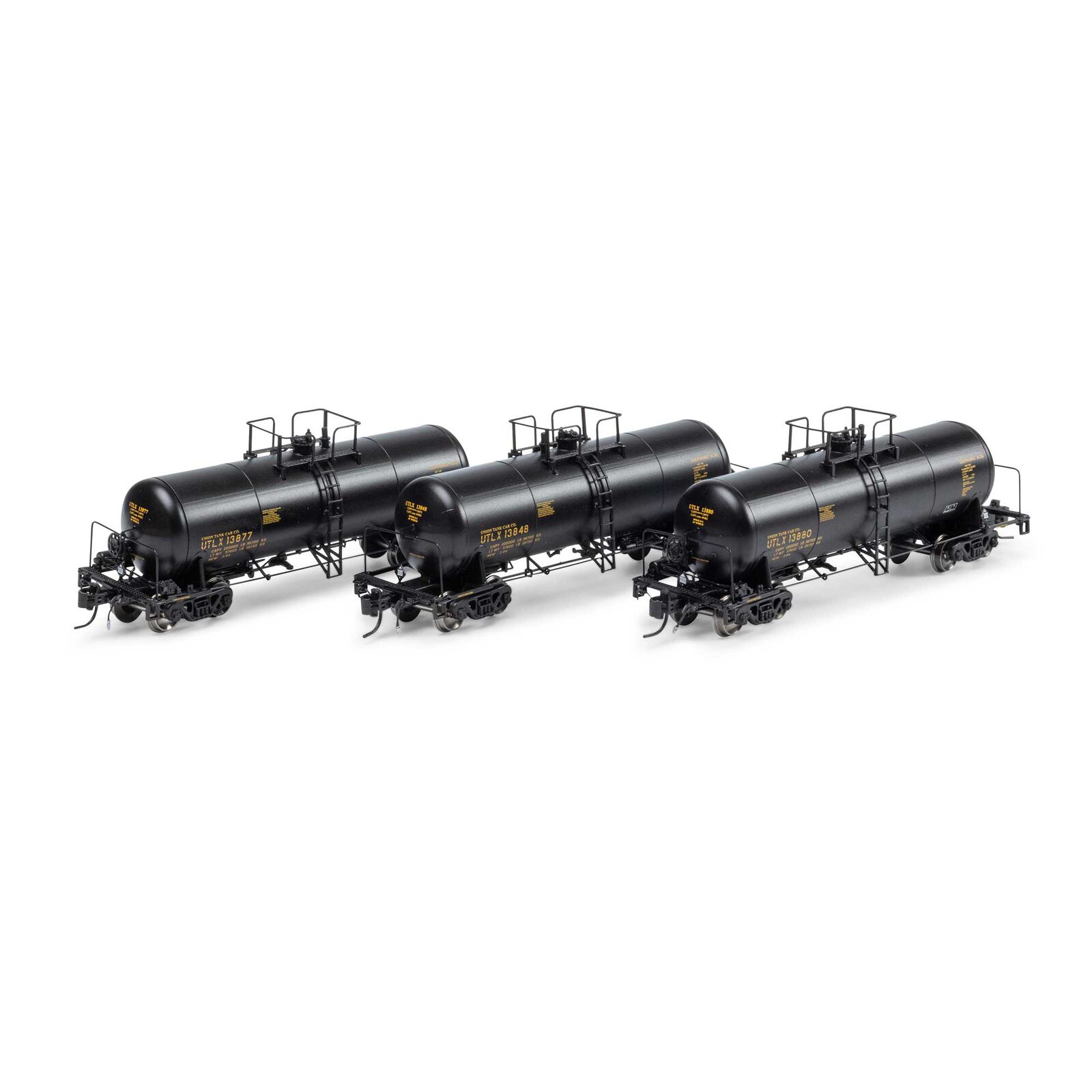 Union Tank Car Co. black UTC 13,600 gallon acid tank car 3-pack