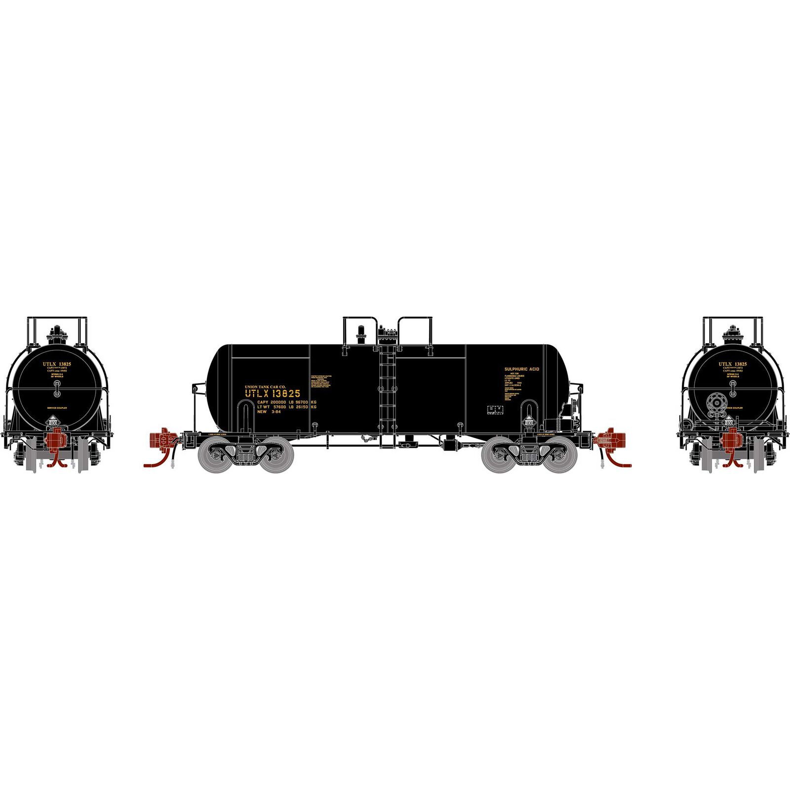 Union Tank Car black UTC 13,600 gallon acid tank car #13825