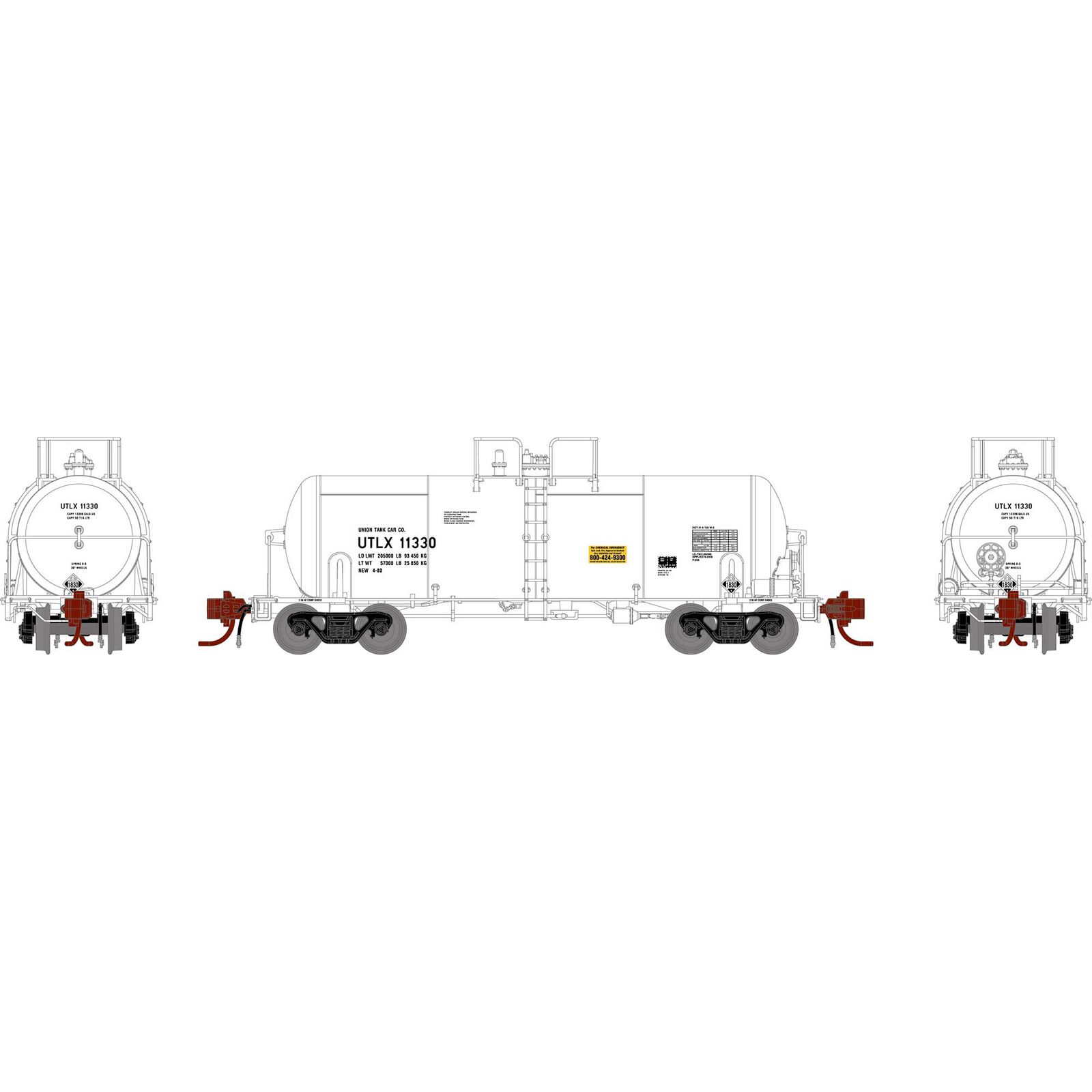 Union Tank Car white UTC 13,600 gallon acid tank car #11330