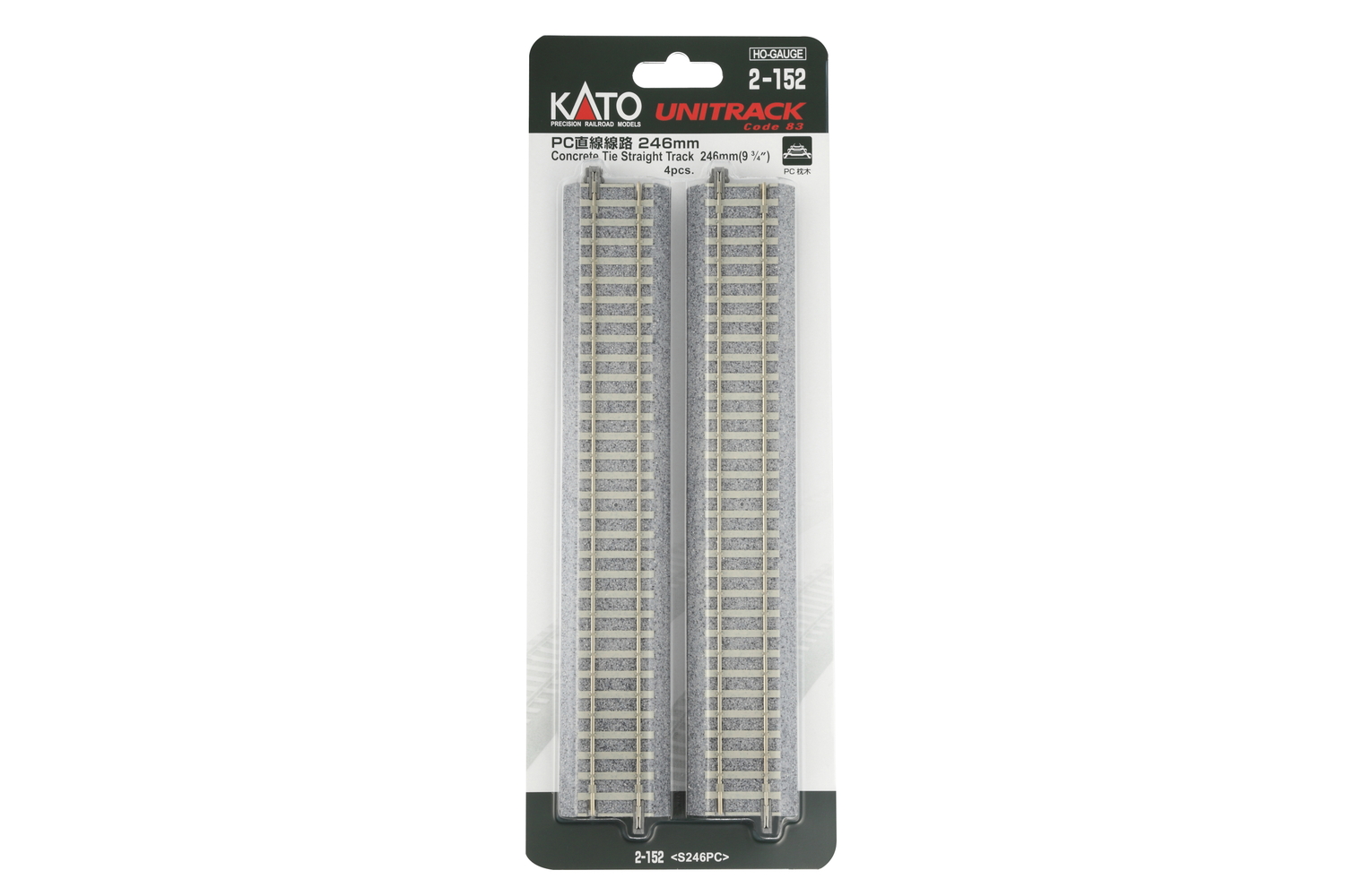 HO Unitrack Concrete Tie Straight Track 246mm (9 3/4") 4-pack