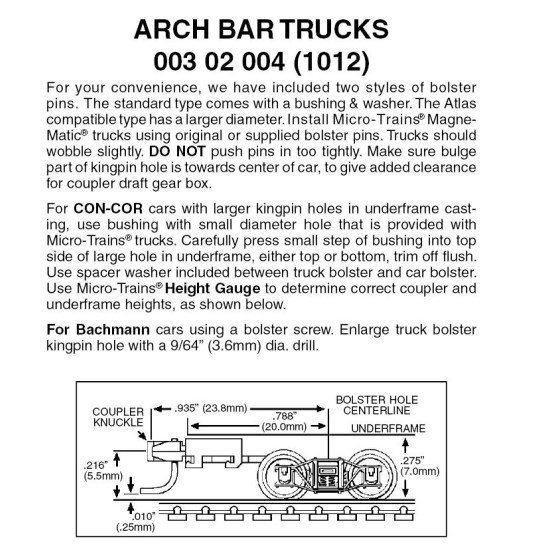 Arch Bar Trucks With Long Extension Magne-Matic® Couplers-Assembled