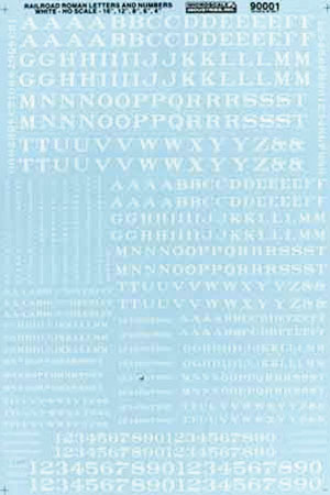 Railroad Roman Letters And Numbers White