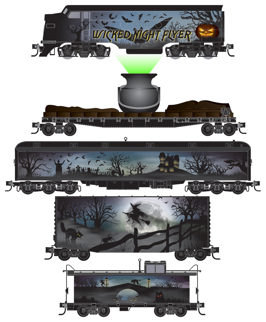 Wicked Night Flyer Halloween Train Set