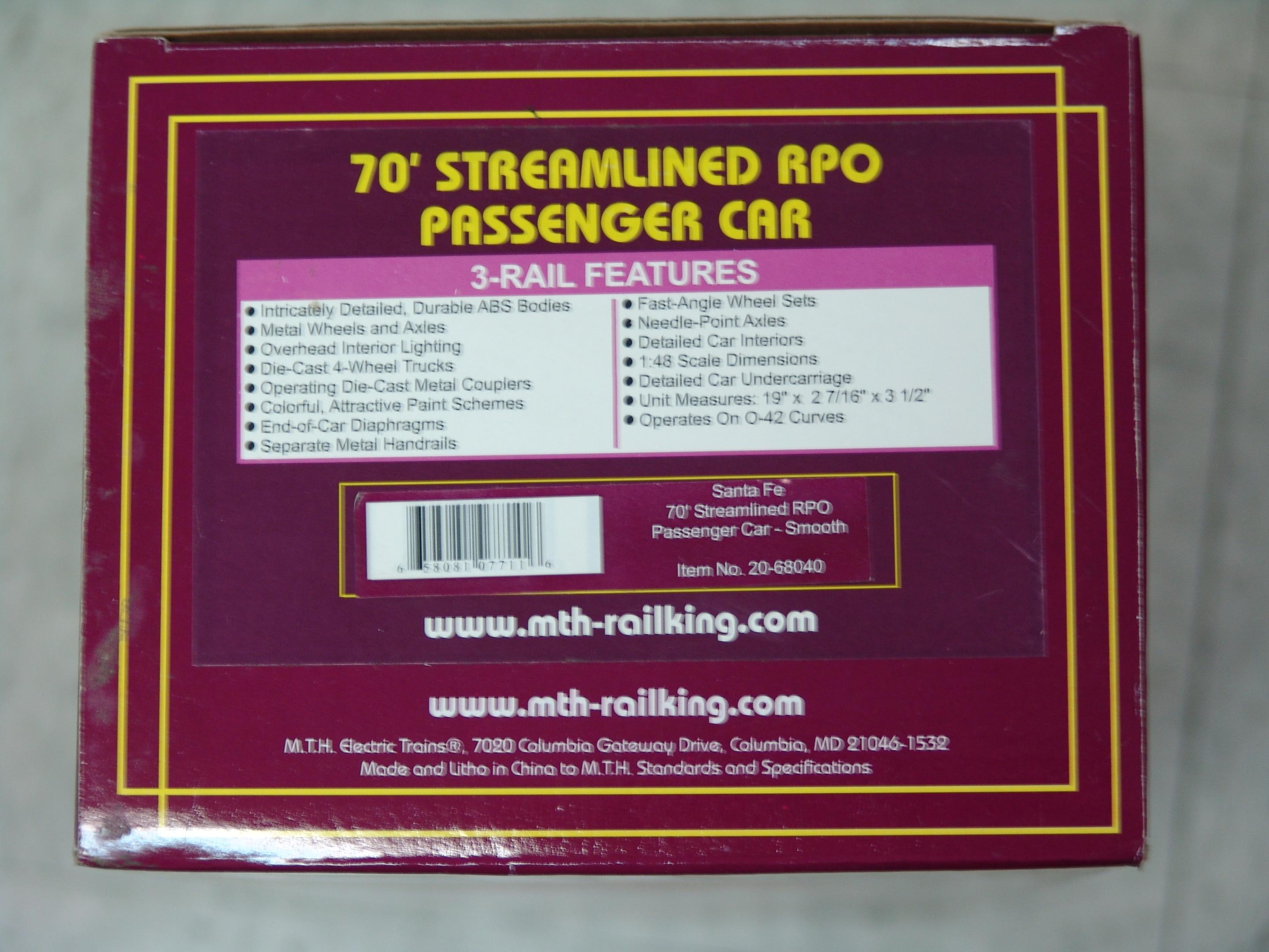Santa Fe 70' smooth streamlined RPO car (used)