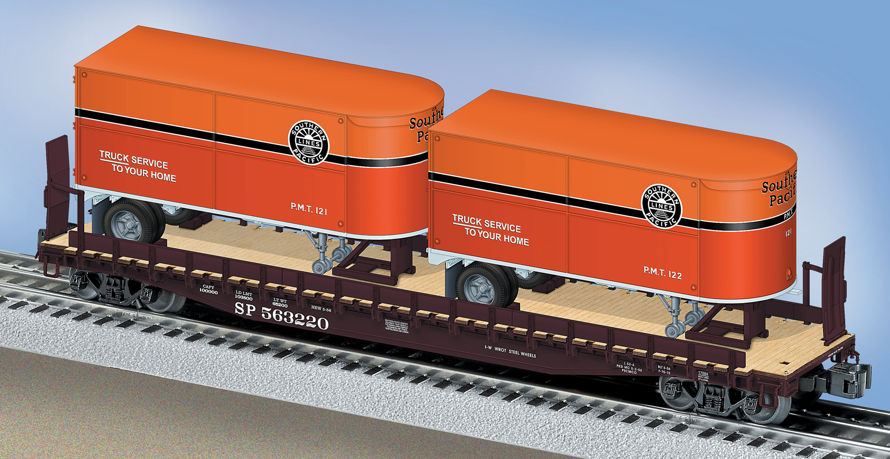 Southern Pacific PS-4 flatcar with trailers (used)