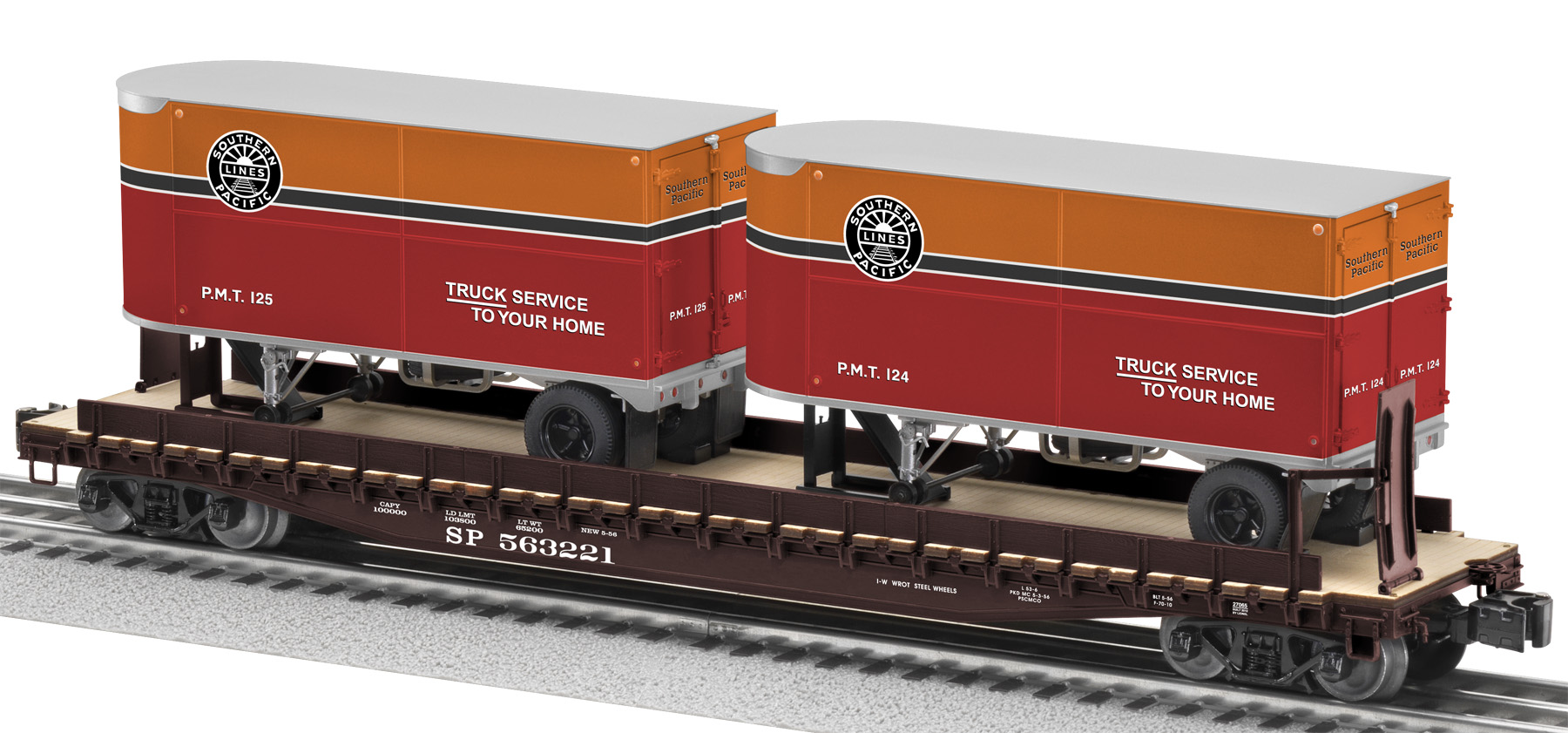 Southern Pacific PS-4 flatcar #563221 with trailers (used)