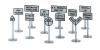 Twelve railroad yard signs