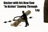 Logger Bucker #1 Cutting with Bow Saw
