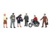 O figures: city people with motorcycle