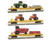 Union Pacific Three Flat Car Pack with Farming Equipment