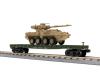 U.S. Army flatcar #8092 with tan Stryker vehicle