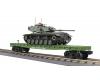 U.S. Army flatcar with green M60 Tank