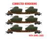 New York Central Flat Car With Sherman Tanks 3-Pack With Jewel Cases