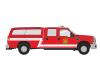 Ford F-350 crew cab pickup truck - Fire red with utility cap