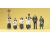 Catholic Funeral Figures (6 + wreathes & coffin in grave)